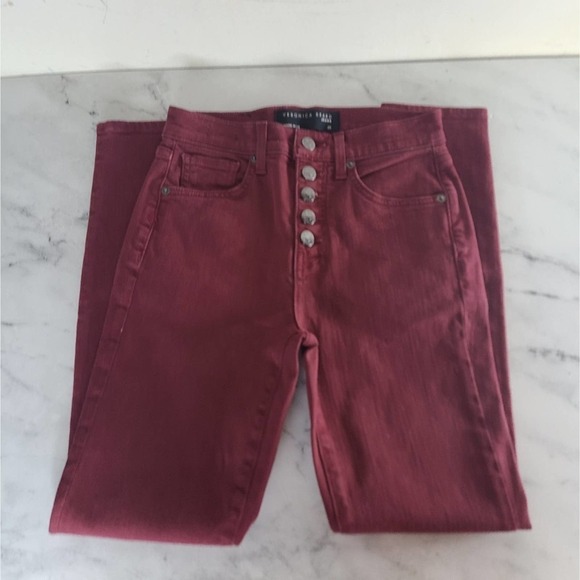 Veronica Beard Highrise Debbie Ankle Oxblood Skinny Jeans 25 NWT - Picture 4 of 9